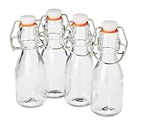 VBS 4er-Set Mini-Bügelflaschen 100ml 0,1 Liter Glasflaschen mit Bügelverschluß Saftflasche Schnapsflasche Essig Öl Likörflasche selbstbefüllen Glas klar zum einfüllen