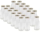 Vitrea 24 leere Glasflaschen Flaschen 263ml mit Schraub-Deckel Weiß zum selbst befüllen von Milchflaschen, Saftflaschen, Smoothie Flaschen TO43 0,25l