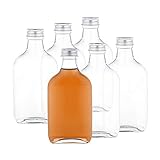 MamboCat 6er Set Taschenflasche 200ml I Flachman Glas mit silbernem Schraubverschluss I Schnapsflaschen Likörflaschen zum Befüllen I Essig-Öl-Fläschchen I 6 Glasflaschen 200ml luftdicht
