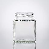Flaschenbauer - 12 Mini Einmachgläser klein 106 ml Vierkant Gläser mit Schraubverschluss to 48 Silber - Mini Gläser mit Deckel perfekt als Mini Marmeladengläser klein, Honiggläser Mini