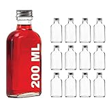 12 leere Glasflaschen 200 ml mit Schraubverschluss TASC 0,2 Liter l Likörflaschen Schnapsflaschen Essigflaschen Ölflaschen von slkfactory