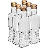 lilawelt24 6 x Leere Glasflaschen Zum Befüllen 200 ml | Likörflaschen |Essig-Öl Flaschen | Schnapsflaschen |Karaffe