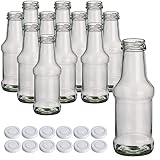 gouveo 12er Set Glasflasche 250 ml Barbecue mit Schraub-Deckel TO38 weiß - Kleine Glasflasche 0,25 l mit Schraubverschluss - Leere Barbecue-Flasche zum Befüllen mit Ketchup, Grillsauce, Saft