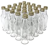 Aromhuset 25 x 50 ml leere Glasflaschen mit Wodkahals, kristallklar und goldfarbenen Schraubverschluss | transparent | zum Befüllen mit Alkohol, Likören, Schnäpsen, Gewürzen und Dekoration